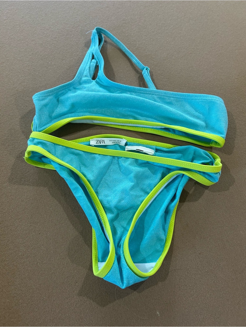 ZARA Turquoise Bikini with Lime Trim - Kids Two-Piece